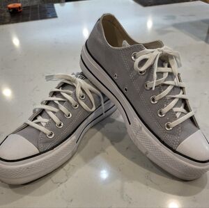 Converse Grey Canvas Platform Sneakers